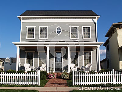 New Two Story Vinyl Home With Historical Look Editorial Stock Photo